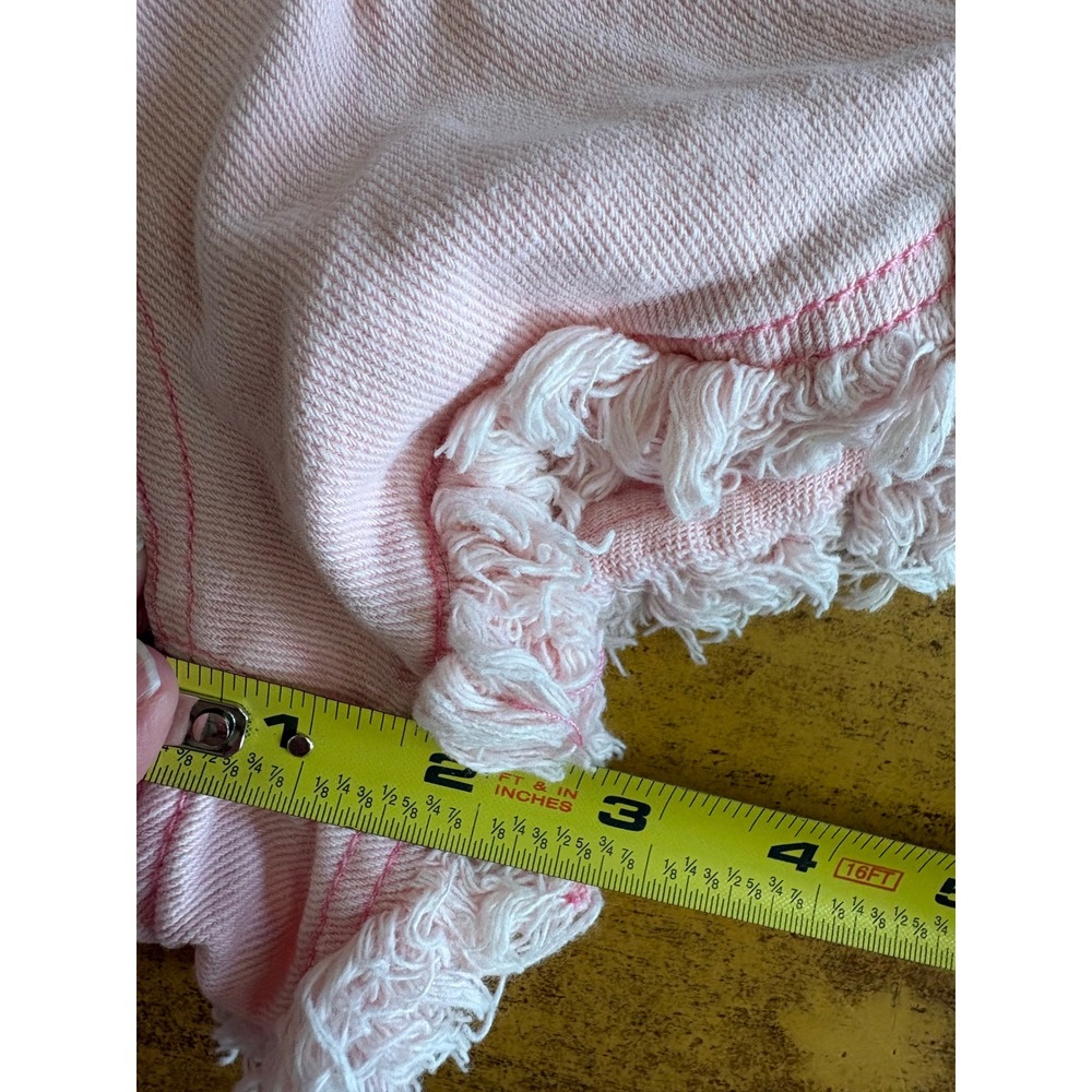 SHEIN Womens Pink High Waisted Frayed Raw Hem Denim Jean Shorts Size S 4 - Picture 5 of 5
